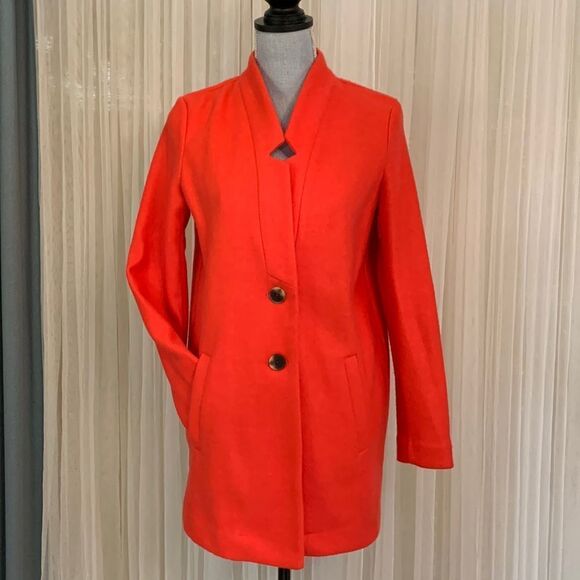 🟢3 for $20—-OLD NAVY red orange jacket peacoat Notched collar 2button closure XS - Picture 1 of 7